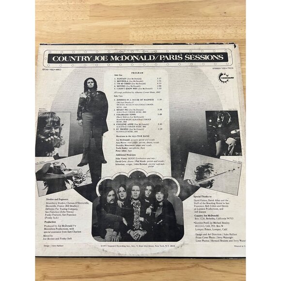 Country Joe McDonald "Paris Sessions" Vinyl Record Album 1973 VSD-79328-B - Picture 2 of 6